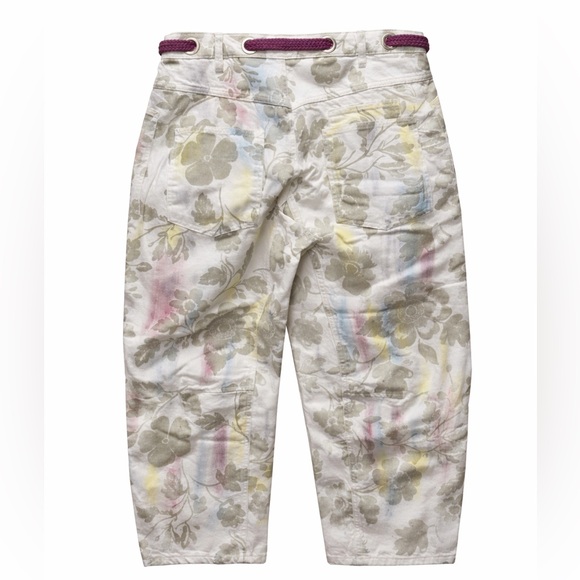 $248! Free People Moxie Printed Flocked Barrel Jeans Floral Ivory 28 NEW - Picture 5 of 5